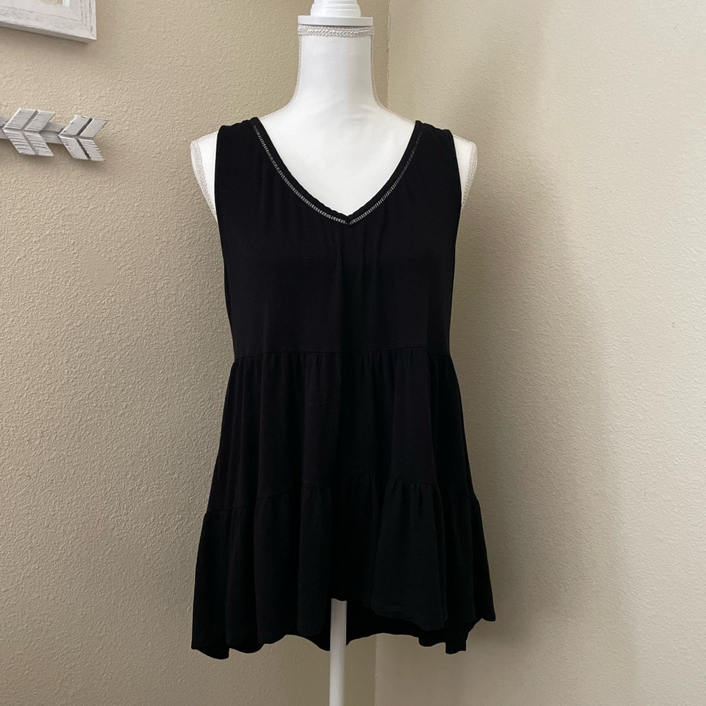 Torrid Black Tiered Sleeveless Tank Top (Size 00)